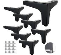SENENQU Lot de 8 Pieds de Canapé Metal 10 cm, Pieds de Table Basse Métal Charge Jusqu'à 600 KG Pied de Meuble Noir, Support de Table en Fer Forge/Sofa, Pied pour Meuble TV, Placard avec 40 vis