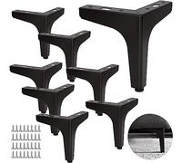 SENENQU Lot de 8 Pieds de Canapé Metal 13 cm, Pieds de Table Basse Métal Charge Jusqu'à 600 KG Pied de Meuble Noir, Support de Table en Fer Forge/Sofa, Pied pour Meuble TV, Placard avec 40 vis