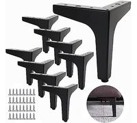 SENENQU Lot de 8 Pieds de Canapé Metal 15 cm, Pieds de Table Basse Métal Charge Jusqu'à 600 KG Pied de Meuble Noir, Support de Table en Fer Forge/Sofa, Pied pour Meuble TV, Placard