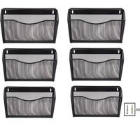 Senhoglb Lot de 6 porte-documents muraux en maille format A4 paysage - Noir