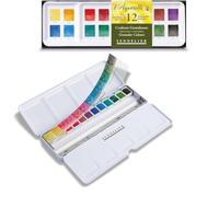 Sennelier Aquarelle Extra-Fines, selection couleurs granuleuses,12 Demi-Godets Boîte en métal et 2 cartes