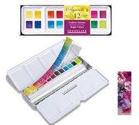 Sennelier Aquarelle Extra-Fines, sélection couleurs intenses - Paysage, 12 demi-godets Boîte en métal et 1 carte