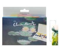 Sennelier Boîte Aquarelle Mains Libres 12 Demi Godets la Petite Aquarelle Nymphéas, Effet du Soir Claude Monet et 2 Cartes