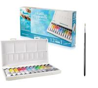 Sennelier Boîte de Peinture Aquarelle en Plastique, 12 Couleur x 10ml avec Pinceau et estompe,Made in France