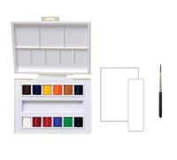 Sennelier Boîte de Peinture Aquarelle en Plastique,12 pcs .MADE IN FRANCE + 2 Cartes Postales