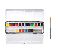 Sennelier Boîte de Peinture Aquarelle Extra-Fines,18 demi-godets Boîte en métal et Da Vinci XS Synthetic Brush Voyage