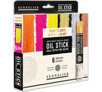 Sennelier Couleurs fluorescentes et métalliques, lot de 6 bâtons à l'huile N130123.01