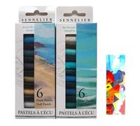 Sennelier ensemble de Pastel secs 12 demi pastels. pastels tendres à l'écu- BORD DE MER ET 1 CARTE