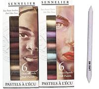 Sennelier ensemble de Pastel secs 12 demi pastels. pastels tendres"à l'écu"- PORTRAIT + Estompe