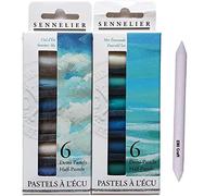Sennelier ensemble de Pastel secs 12 demi pastels. pastels tendres - La Mer et Le Ciel + 1 Estompe