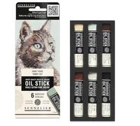 Huile stick - Extra-fine - Solide - Sennelier - 6 couleurs - Chat tigré
