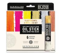 Sennelier Lot de 6 bâtons d'huile fluorescents et métalliques N130123.01