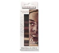 Sennelier Bâtons semi-pastel À l'écu Extra doux - Lot de 6, tons foncés (portrait)
