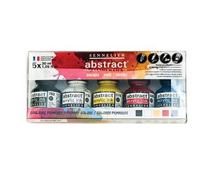 Sennelier Lot d'encre acrylique abstraite, comprend des flacons d'encre de 5 à 30 ml, couleurs primaires (10-134220-00)