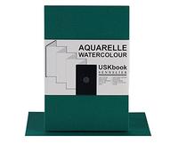 Sennelier USKbook Concertina Aquarelle Couverture Couverture Couverture Lin Vert Grain Rough 300 g/m² 16 x 24 cm
