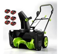 SENODON Souffleuse à Neige sans balais avec 2/4/6 Batteries, 3500 W | Idéale pour allées, avec phares DEL doubles intégrés et goulotte réglable pour terrasses et trottoirs