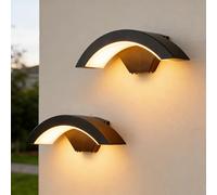 SENQIU 2 Pièces Applique Murale Exterieure, 24W Lampe Murale Extérieur LED | Noir, IP65 Etanche, Moderne Éclairage Extérieur pour Entrée, Terrasse, Porche, Jardin, Garage, Blanche Chaude 3000K