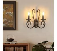 SENQIU Applique Murale Interieur Vintage, Lampe Murale Industrielle E14 | Matal en Bronze, Applique murale Rustique pour Chambre Couloir Salon Restaurant Bar (Ampoule non inclu)