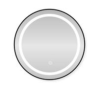 SensaHome Miroir de Salle de Bain Rond à LED - Miroir Mural avec Éclairage Réglable - Cadre en Métal - 2700K/4500K/6400K - 70 cm - Noir