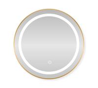 SensaHome Miroir de Salle de Bain Rond à LED - Miroir Mural avec Éclairage Réglable - Cadre en Métal - 2700K/4500K/6400K - 80 cm - Doré