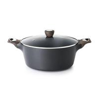 SENSARTE Faitout tous feux compatible induction, 28 cm,Noir | Revêtement antiadhésif en suisse ILAG, avec couvercle, poignées ergonomiques double côtés, facile à nettoyer