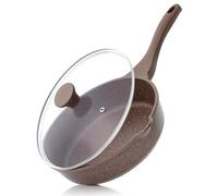 SENSARTE Poêle à frire profonde antiadhésive, sauteuse de 25,4 cm avec couvercle, poignée qui reste froide, poêle de chef saine en pierre, compatible avec l'induction, sans PFOA