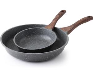 Sensarte Poêles à frire antiadhésives, revêtement granulé suisse, poêles à omelettes, ustensiles de cuisine sains, sans PFOA ajouté (8 + 12,5 pouces)