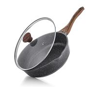 SENSARTE Sauteuse 26 cm avec Couvercle, Revêtement Granit Antiadhésif, Anti-Projection et Manche Restant Froid, Compatible Induction, Gaz - Parfaite pour Ragouts, Sautés et Cuissons Saines