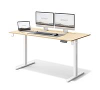 SENSE7 Bureau électrique NOJO 140x70 cm - Bureau Debout avec Mémoire - Réglage Silencieux - Bureau de Jeu avec Crochets - Pin Blanc