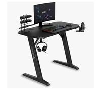 SENSE7 Nomad Basic Office, Table de Jeu 120 x 60, Support PC avec Crochet pour Casque, Porte-gobelet, Support pour Manette, Surface en Fibre de Carbone, Bureau de Jeu Ergonomique