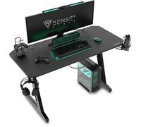 SENSE7 Nomad Classic - Bureau gamer - 100x50 cm - Tapis intégral, Finition carbone, Porte-gobelet - Table gaming - Max 80kg