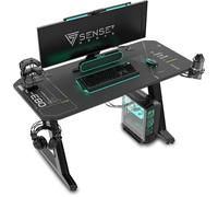 SENSE7 Nomad Cybernetic Bureau, Table de Jeu 100 x 50 cm | avec Crochet pour Casque, Porte-gobelet, Support pour Manette, Surface en Fibre de Carbone, Bureau de Jeu Ergonomique