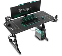 SENSE7 Nomad Cybernetic Bureau, Table de Jeu 120 x 60, | avec Crochet pour Casque, Porte-gobelet, Support pour Manette, Surface en Fibre de Carbone, Bureau de Jeu Ergonomique