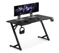 SENSE7 VAMO - Bureau gaming - 140 x 70 cm - Porte-gobelet et crochet pour casque - Table d'ordinateur - Noir carbone