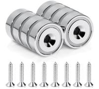 SENSEI Gros Aimant Puissant Plat (20x7 mm, 12 kg) - Support Mural pour Outils de Garage - Avec Vis - Lot de 8
