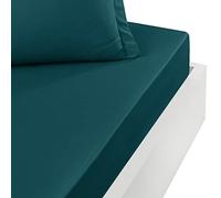 Sensei Maison - Drap Housse Bonnet 40 cm en Percale Coton Soft Percale Plus - 140x190 cm - Petrol
