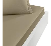 Sensei Maison - Drap Housse en Percale de Coton Bonnet 30 cm Soft Percale - 120x190 cm - Taupe