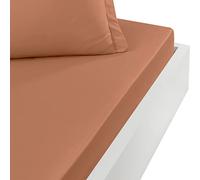 Sensei Maison - Drap Housse en Percale de Coton Bonnet 30 cm Soft Percale - 90x200 cm - Brique