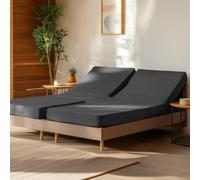Sensei Maison - Drap Housse en Percale de Coton pour lit articulé Soft Percale - 140x190 cm - Anthracite