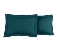 Sensei Maison - Lot 2 taies d'oreiller - 100% Percale de Coton 80 Fils/cm² - Traitement Easy Care - Taille : 50x70 cm - Petrol