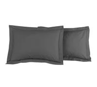 Sensei Maison - Lot 2 taies d'oreiller - 100% Percale de Coton 80 Fils/cm² - Traitement Easy Care - Taille : 50x70 cm - Anthracite