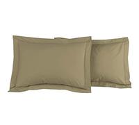 Sensei Maison - Lot 2 taies d'oreiller - 100% Percale de Coton 80 Fils/cm² - Traitement Easy Care - Taille : 50x70 cm - Taupe