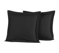 Sensei Maison - Lot 2 taies d'oreiller - 100% Percale de Coton 80 Fils/cm² - Traitement Easy Care - Taille : 65x65 cm - Anthracite