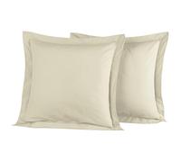 Sensei Maison - Lot 2 taies d'oreiller - 100% Percale de Coton 80 Fils/cm² - Traitement Easy Care - Taille : 65x65 cm - Ficelle