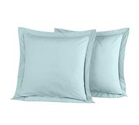 Sensei Maison - Lot 2 taies d'oreiller - 100% Percale de Coton 80 Fils/cm² - Traitement Easy Care - Taille : 65x65 cm - Bleu Artic