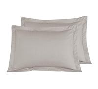 Sensei Maison - Lot de 2 taies d'oreiller rayées en Satin de Coton 120 Fils VERSALUXE - 50x70 cm - Taupe