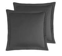 Sensei Maison - Lot de 2 taies d'oreiller rayées en Satin de Coton 120 Fils VERSALUXE - 65x65 cm - Anthracite