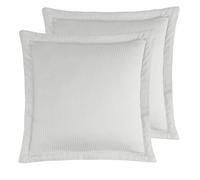 Sensei Maison - Lot de 2 taies d'oreiller rayées en Satin de Coton 120 Fils VERSALUXE - 65x65 cm - Blanc