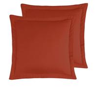 Sensei Maison - Lot de 2 taies d'oreiller rayées en Satin de Coton 120 Fils VERSALUXE - 65x65 cm - Terracota
