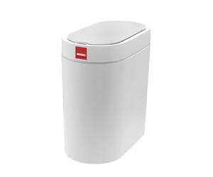 Sensio Home Poubelle étanche à détecteur de mouvement avec couvercle automatique pour chambre à coucher, cuisine, salle de bain, salon, bureau, blanc avec bordure grise 5 l